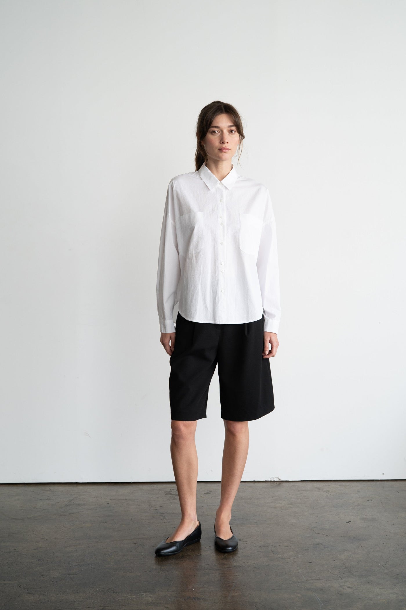 ELLE GREY DOUBLE POCKET COTTON SHIRT – RELAXED OVERSIZED FIT