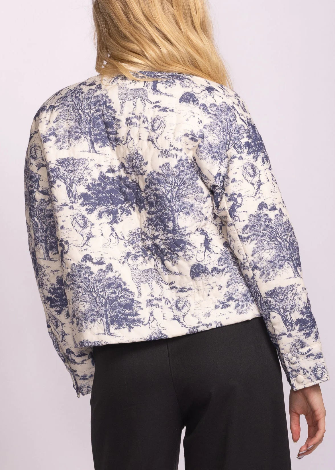 PINK MARTINI TOULON BLUE TOILE DE JOUY QUILTED JACKET