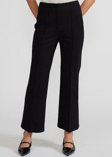 JENSEN BLACK CROPPED FLARE PANTS WITH FRONT SEAM