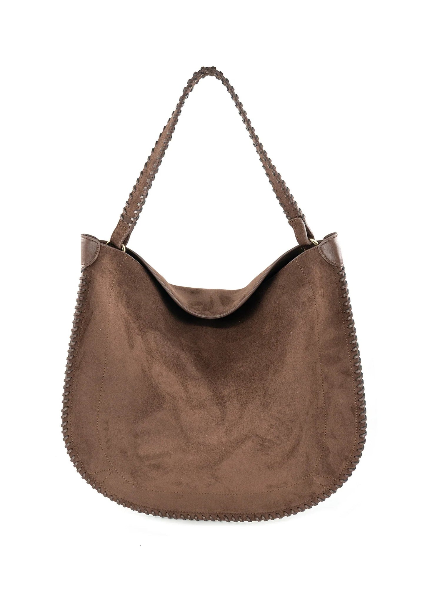 FAUX SUEDE SHOULDER BAG – VERSATILE CHOCOLATE BAG