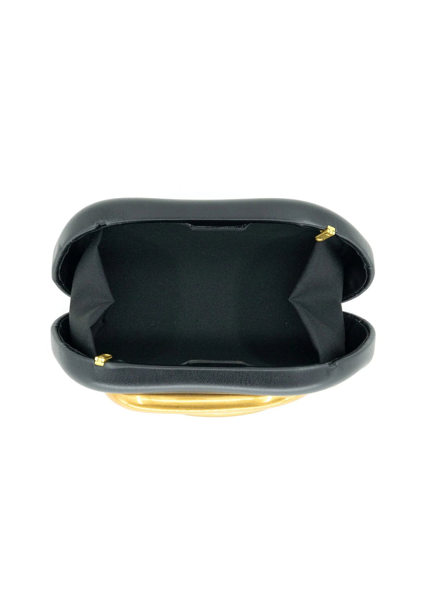 BLACK CLUTCH WITH GOLD C DETAIL – CROSSBODY EVENING BAG