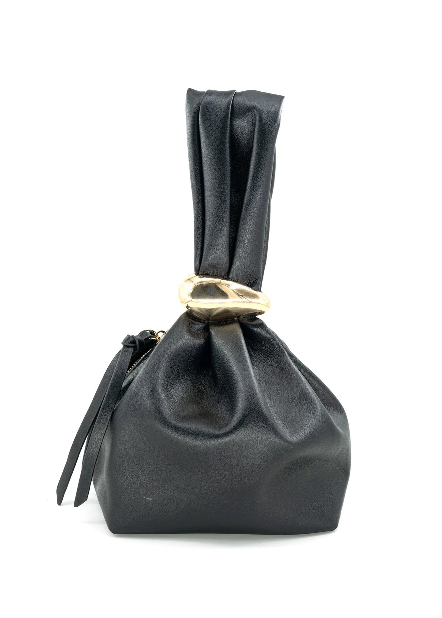 BC FAUX LEATHER WRISTLET HANDBAG – BLACK PU MINI BAG