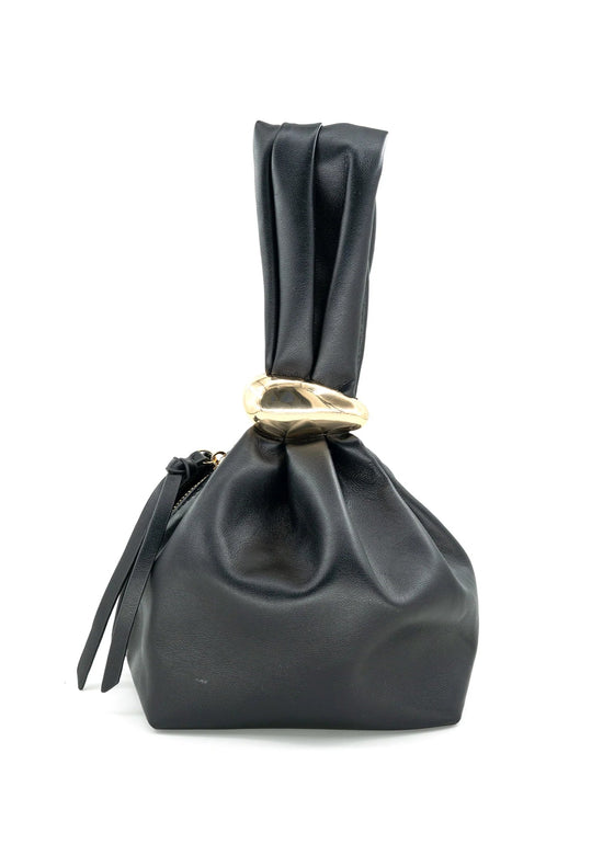 BC FAUX LEATHER WRISTLET HANDBAG – BLACK PU MINI BAG