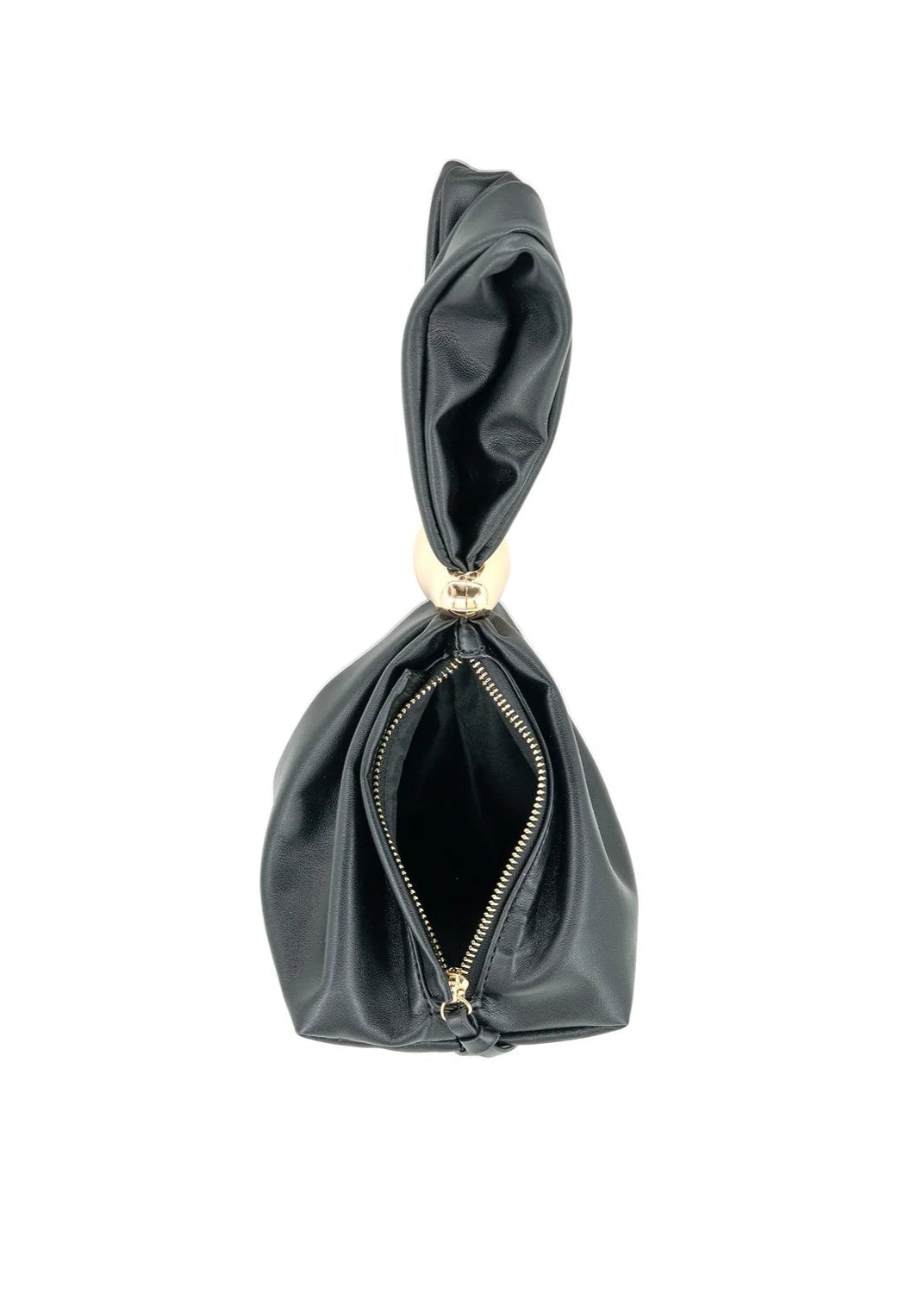 FAUX LEATHER WRISTLET HANDBAG – BLACK PU MINI BAG