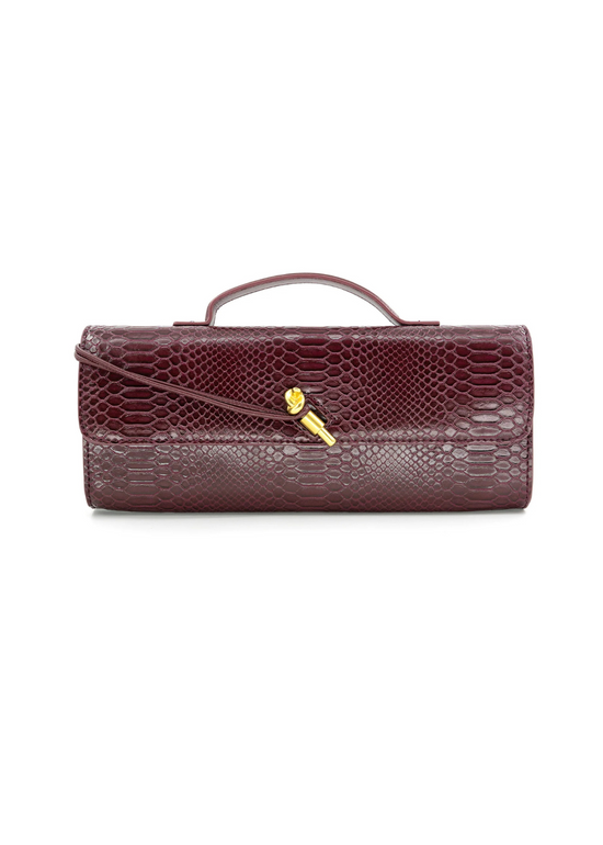 FAUX SNAKE PRINT CLUTCH