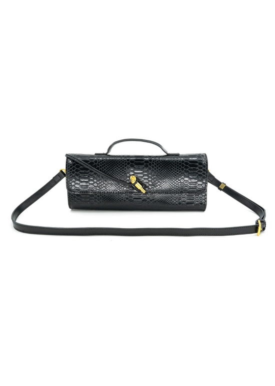 FAUX SNAKE PRINT CLUTCH