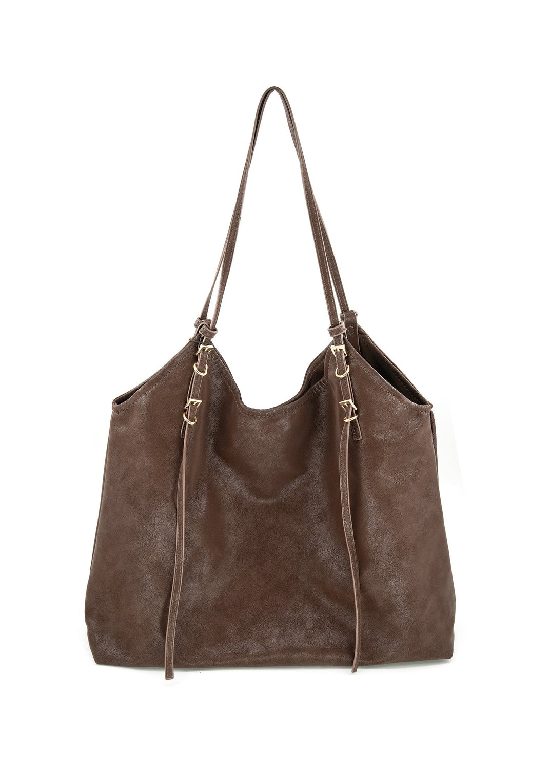 CHOCOLATE SLOUCHY DISTRESSED TOTE BAG