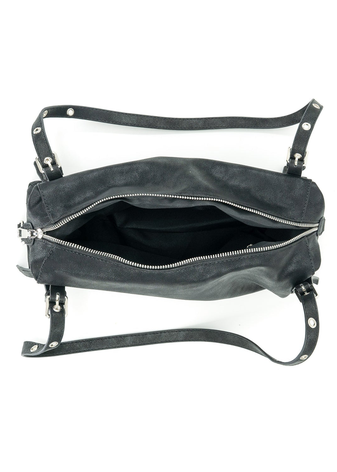 BLACK GROMMET STRAP SHOULDER BAG