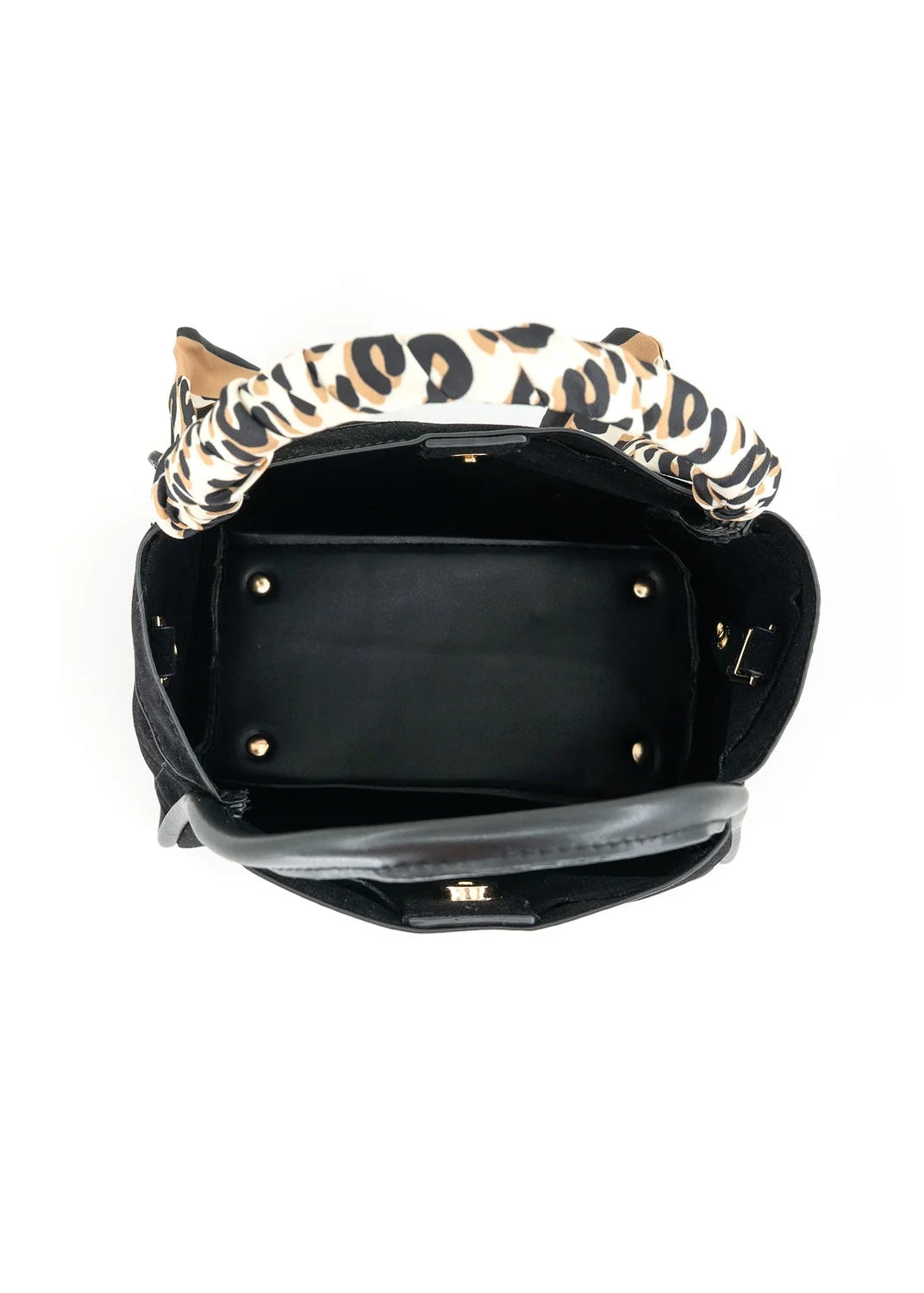 BLACK SUEDE SCARF TOTE BAG