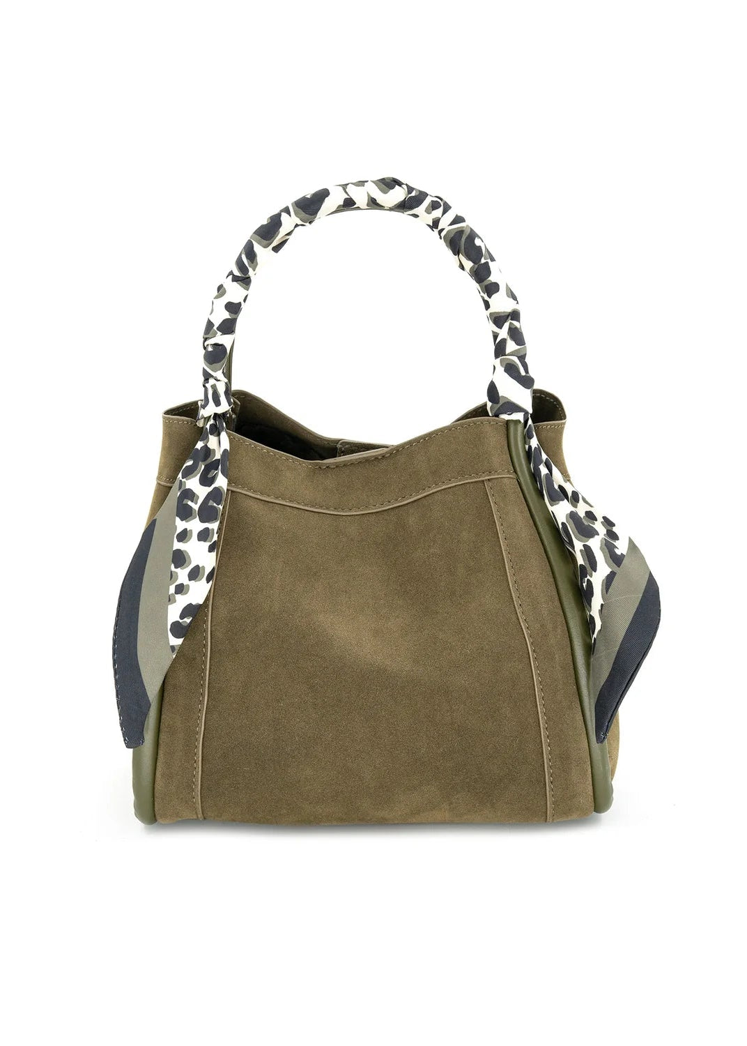 OLIVE SUEDE SCARF TOTE BAG