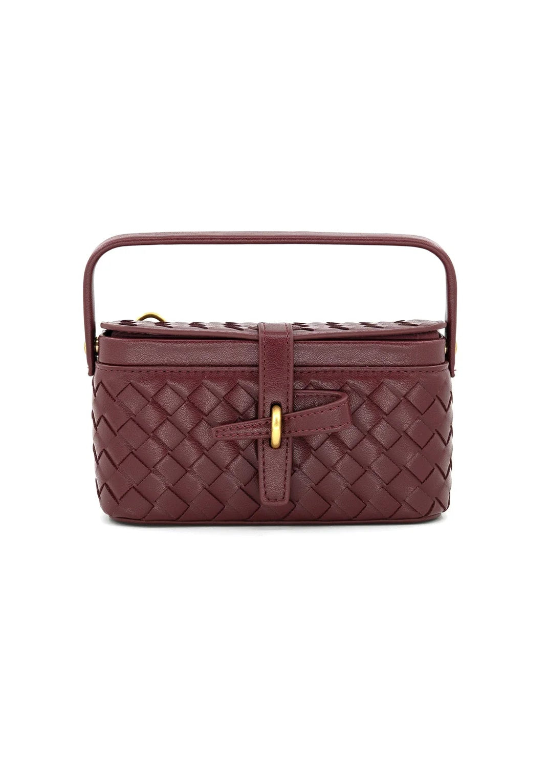 BURGUNDY WOVEN VANITY CROSSBODY BAG