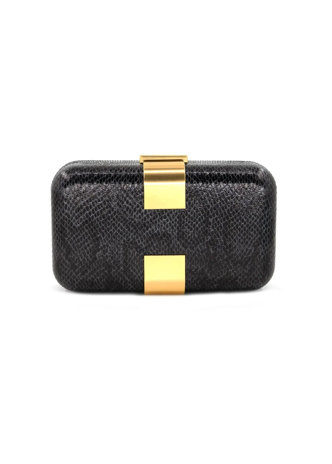 BLACK SNAKESKIN HARDCASE EVENING CLUTCH