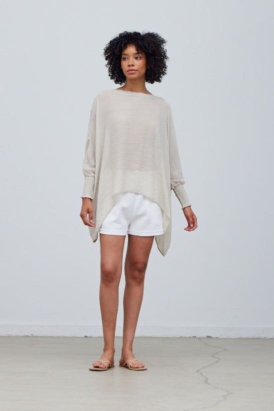GRADE AND GATHER SMOCKED SLEEVE BLOUSE – FLOWY & FEMININE IN PAPYRUS