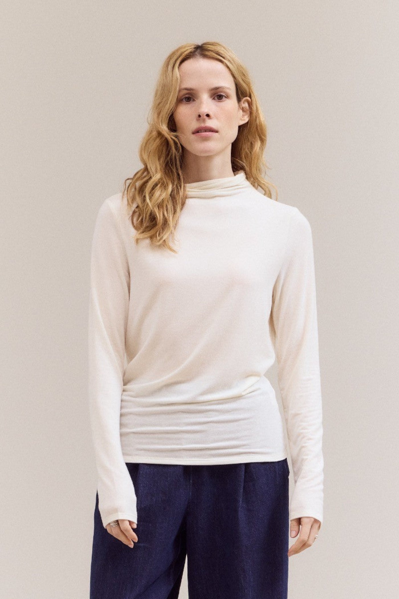 IVORY MOCK NECK TOP