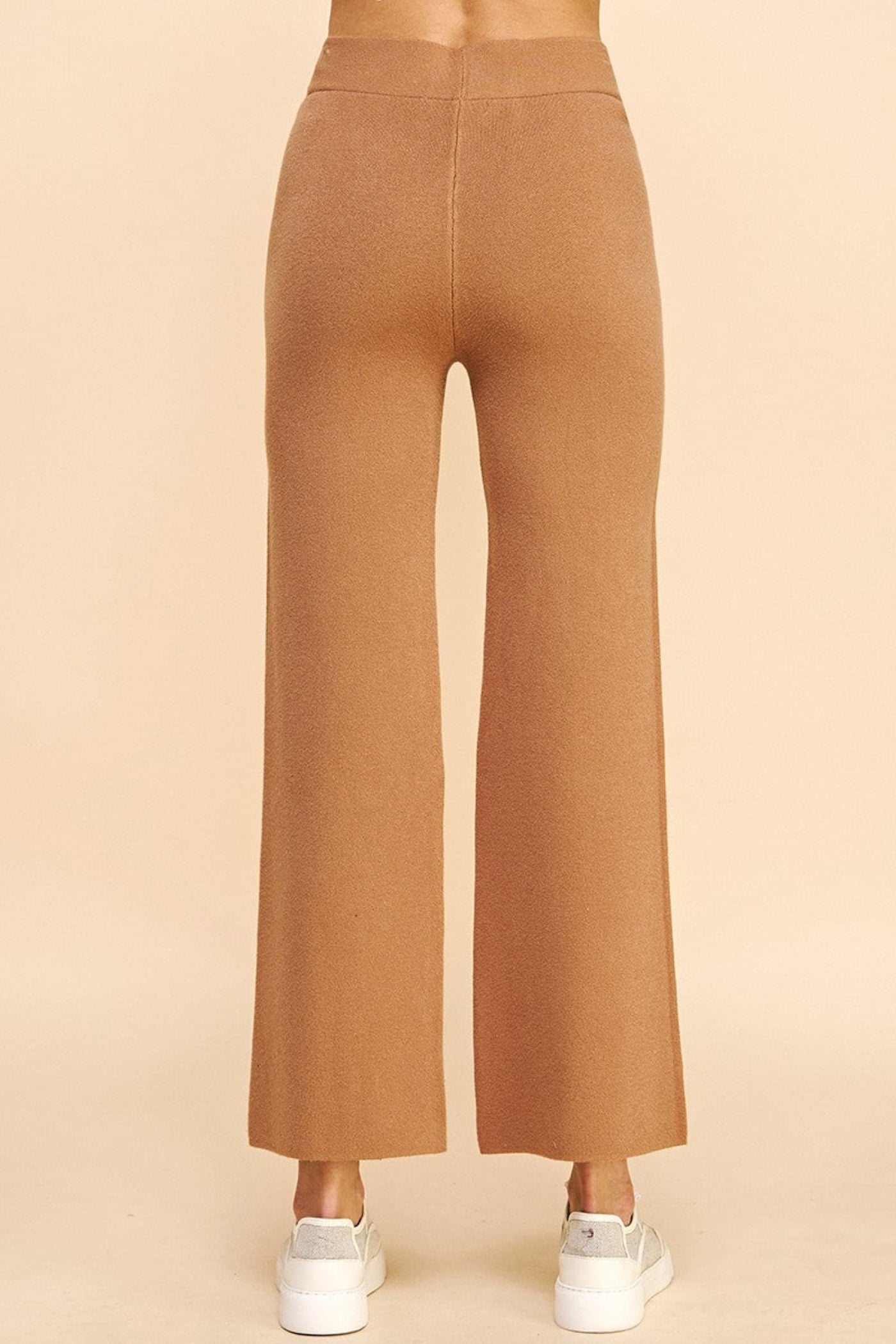 PINCH STRAIGHT LEG SWEATER PANTS – COZY & CHIC BROWN CAMEL WIDE-LEG PANTS