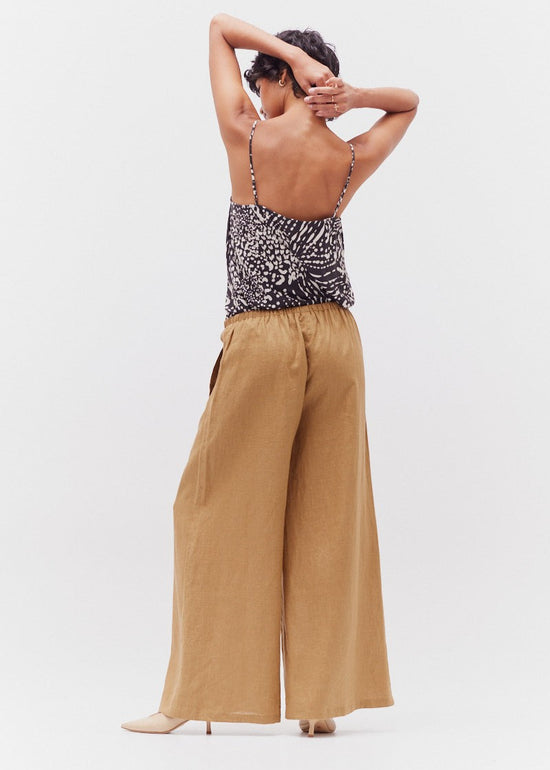 GRADE AND GATHER THE LONG LINE LINEN PANT – BREEZY SUMMER STYLE IN A RELAXED, WIDE-LEG FIT OLIVE