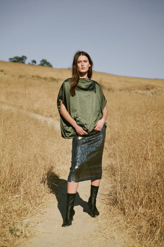 EMERALD SEQUIN SKIRT