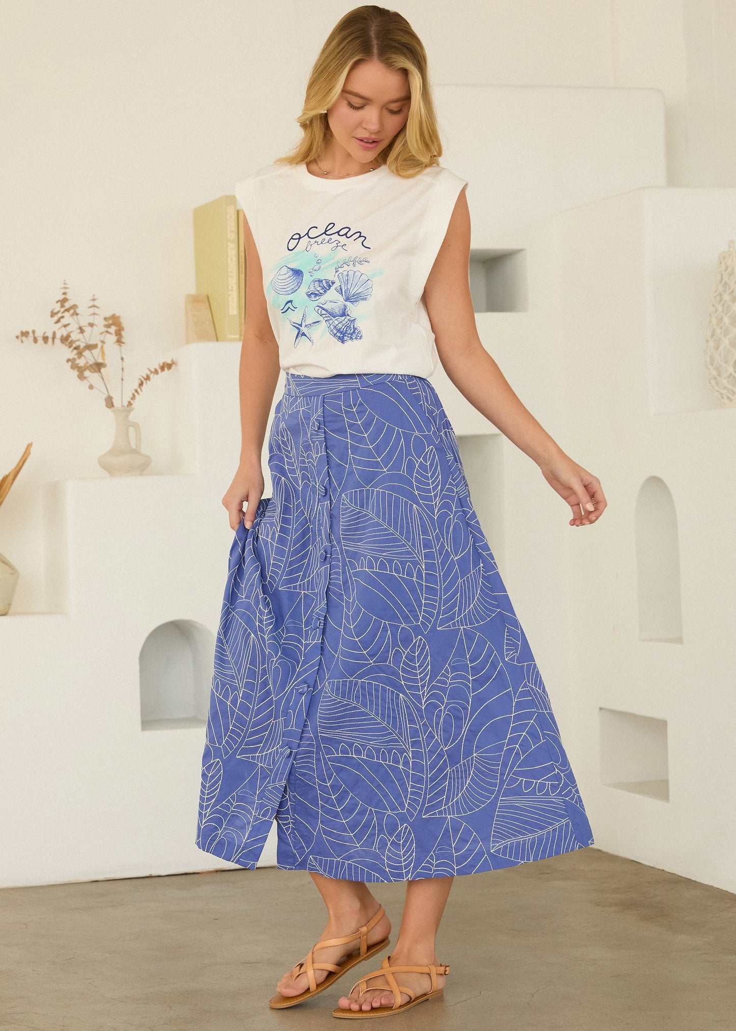 KAITLIN POPLIN MIDI SKIRT