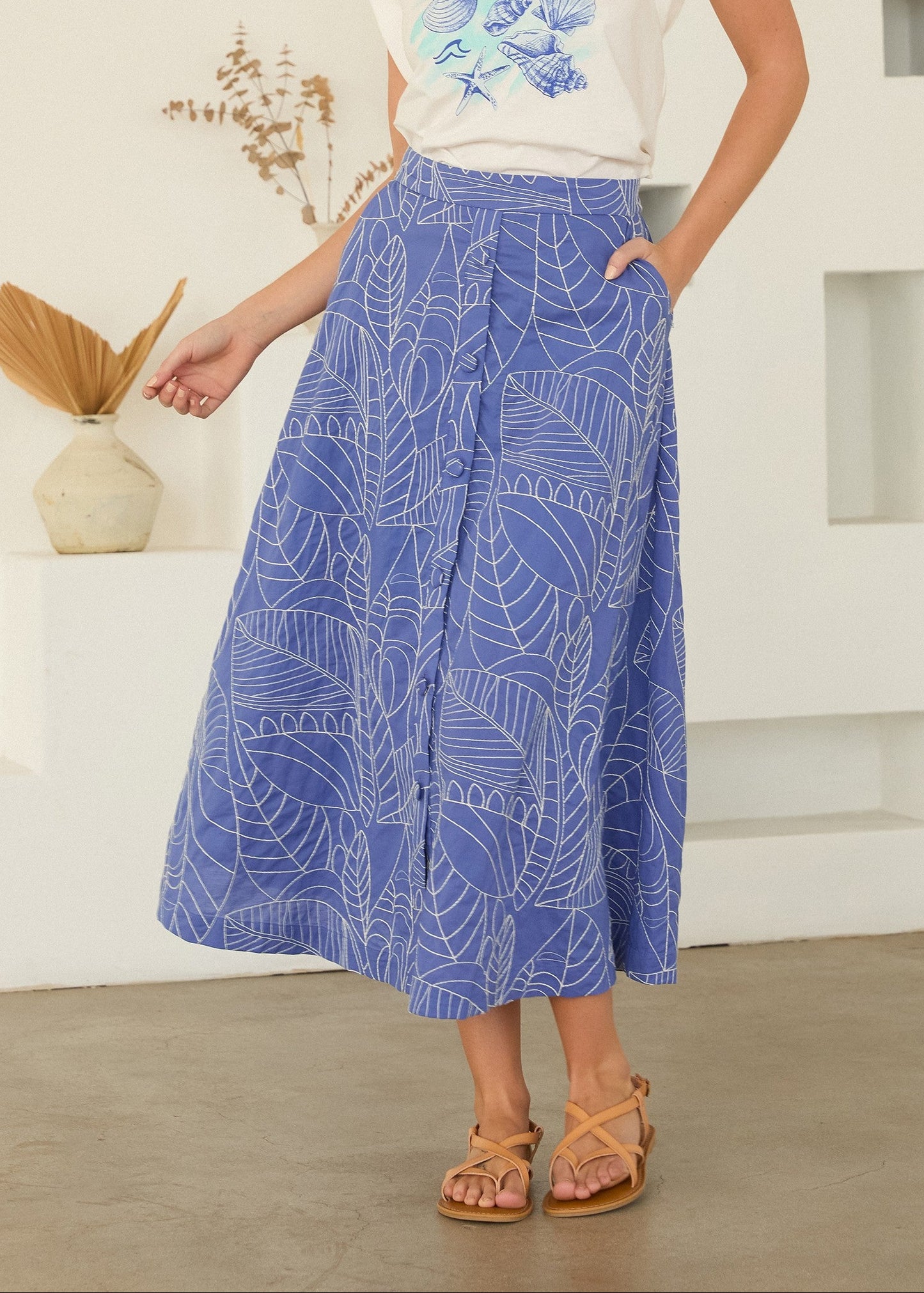 KAITLIN POPLIN MIDI SKIRT