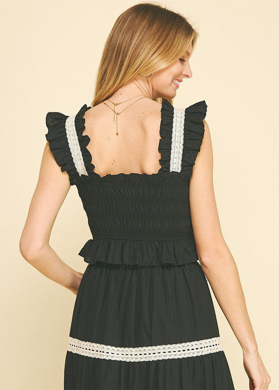 PINCH LACE EMBROIDERED RUFFLED SLEEVE CAMI TOP – FEMININE & AIRY FESTIVAL TOP