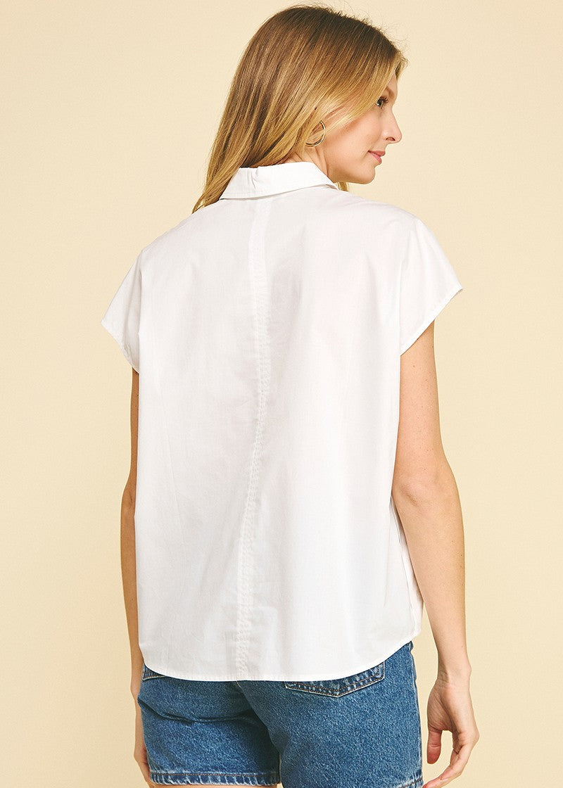 PINCH BUTTON DOWN TUNIC BLOUSE TOP – CLASSIC, BREATHABLE & EFFORTLESS COLLARED CHIC