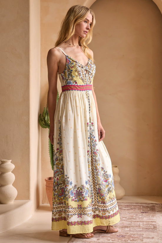 SKIES ARE BLUE BORDER PRINT CAMI DRESS – A FLOWY MAXI DRESS WITH INTRICATE BORDER PRINT AND DELICATE STRAPS