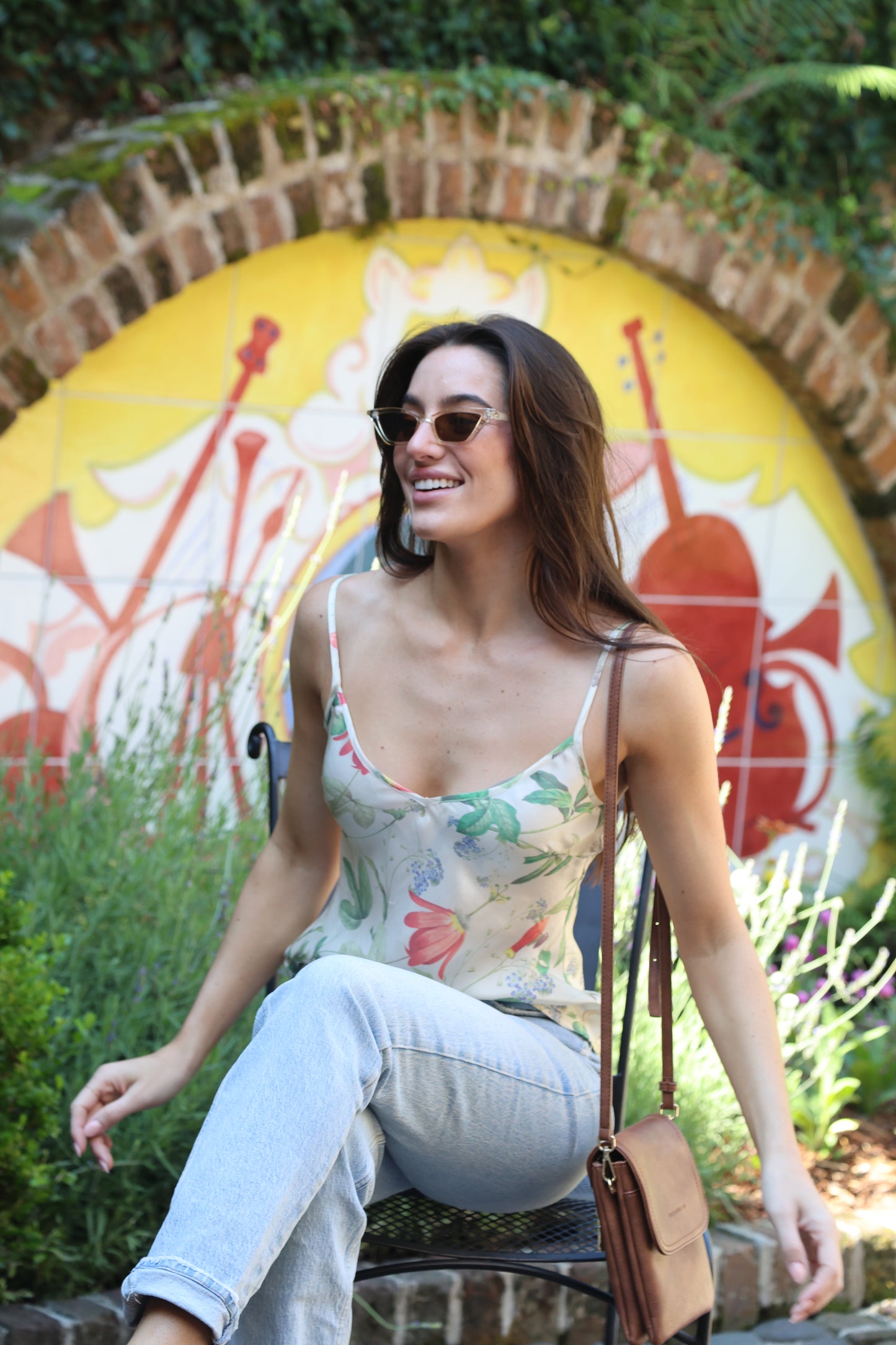 FLORA FLORAL PRINT SILK CAMI