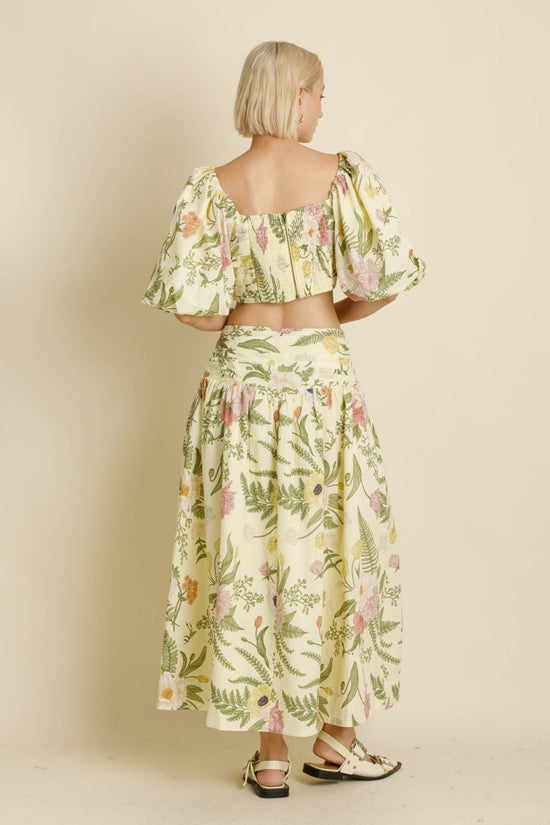 BOTANICAL GARDEN MAXI SKIRT – A FLORAL PASTEL SKIRT WITH A HIGH WAIST AND ROMANTIC FLOW