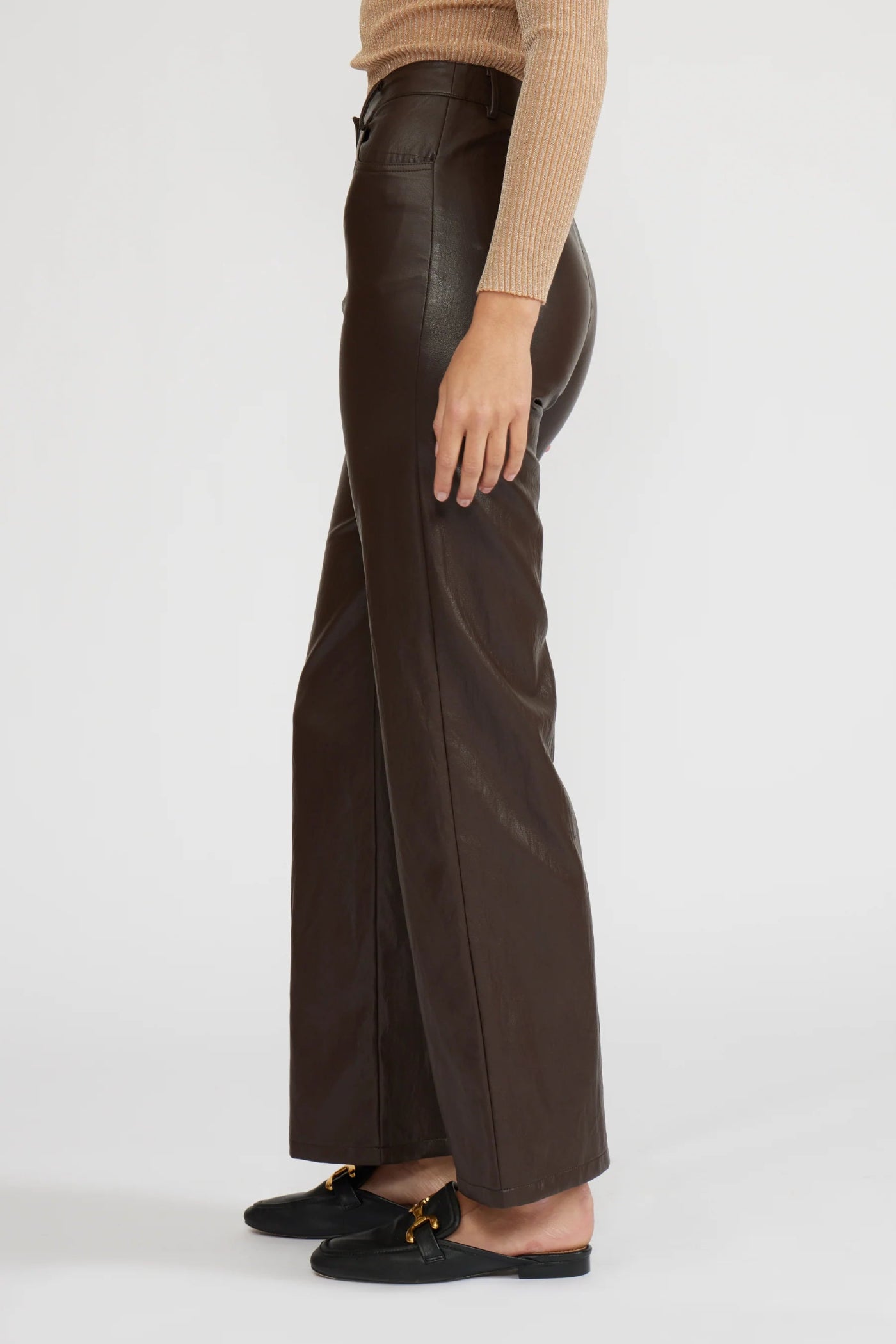 LUCY PARIS ADLER LEATHER PANTS - BROWN