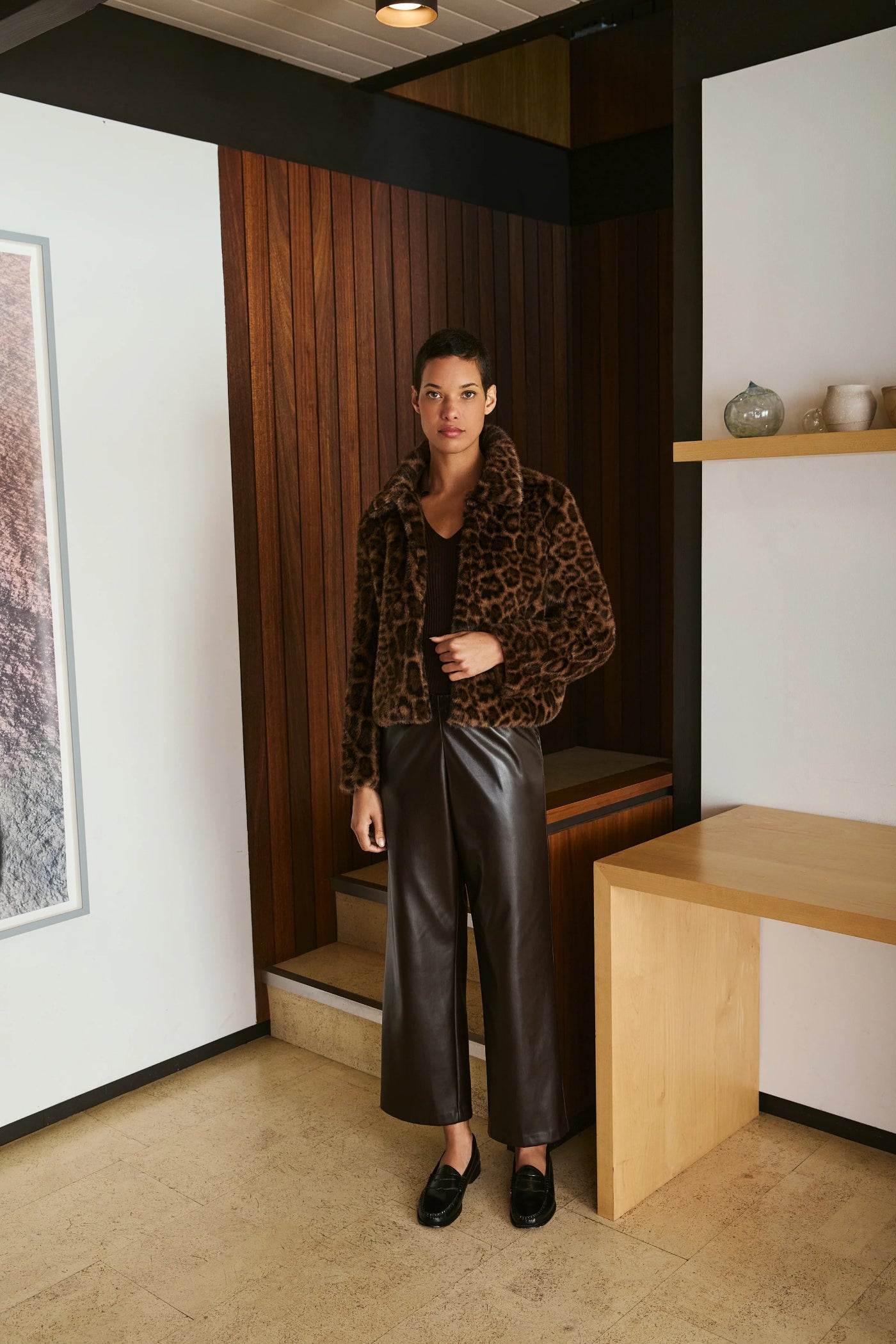 LUCY PARIS ADLER LEATHER PANTS - BROWN