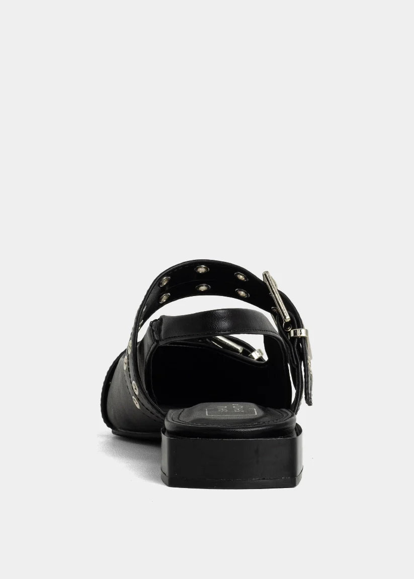 SHU SHOP ANGELA FLATS – BLACK BUCKLE SLINGBACK FLATS