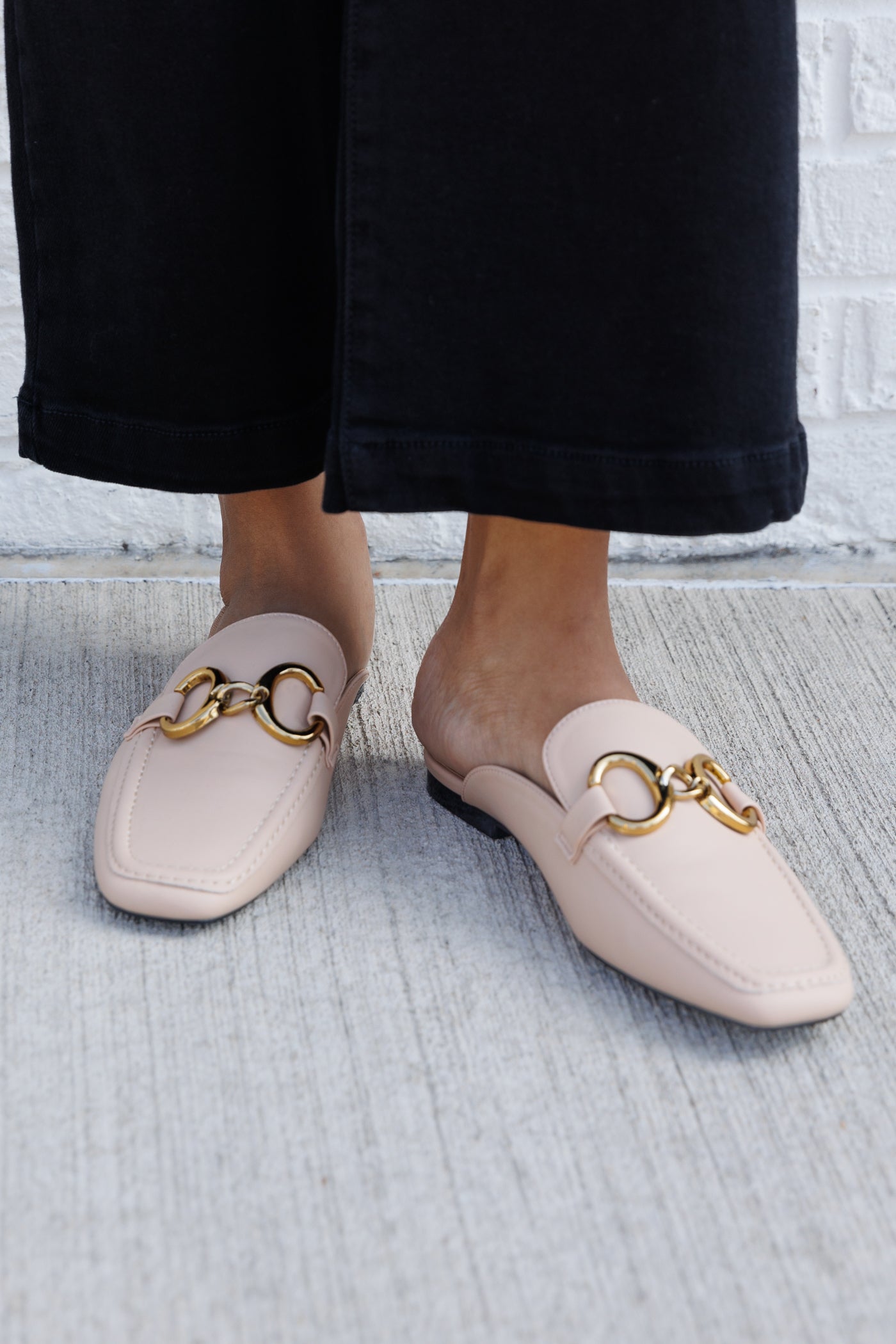 SHU SHOP NUDE SQUARE TOE FAUX LEATHER LOAFERS