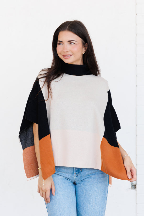 THML COLOR BLOCK PONCHO 