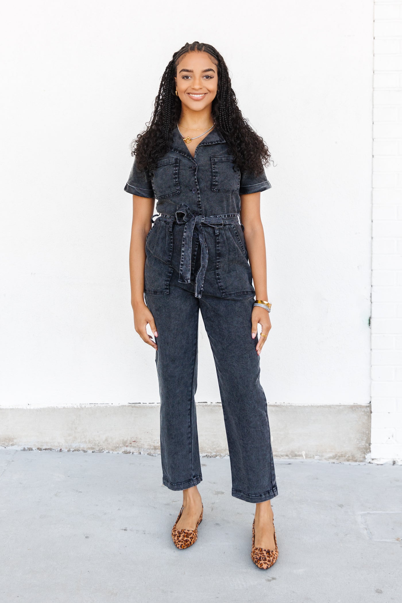 SKIES ARE BLUE BLACK DENIM UTILITY JUMPSUIT