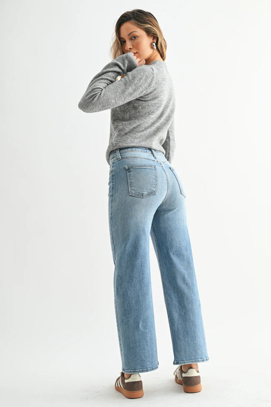 JUST BLACK DENIM SLIM WIDE LEG JEANS – MEDIUM DENIM