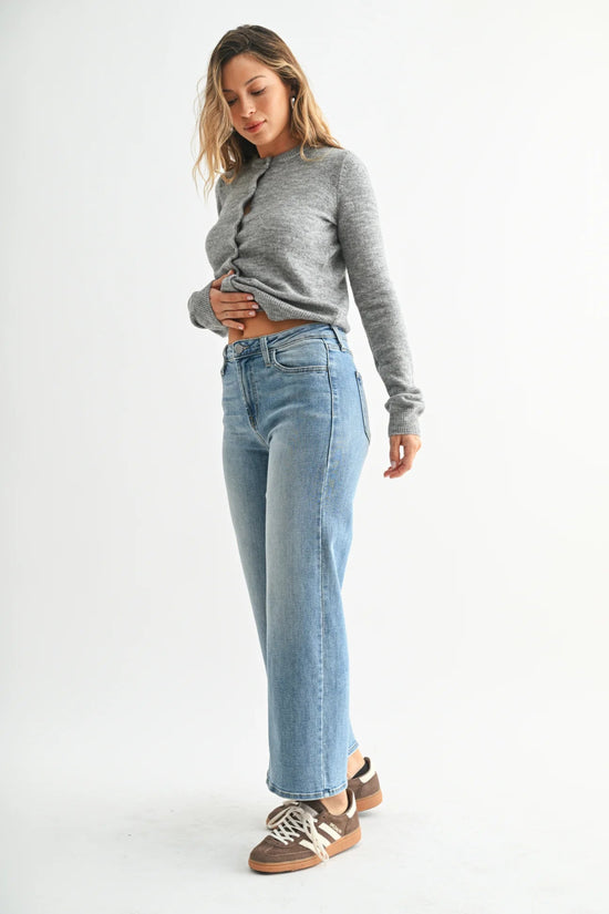 JUST BLACK DENIM SLIM WIDE LEG JEANS – MEDIUM DENIM