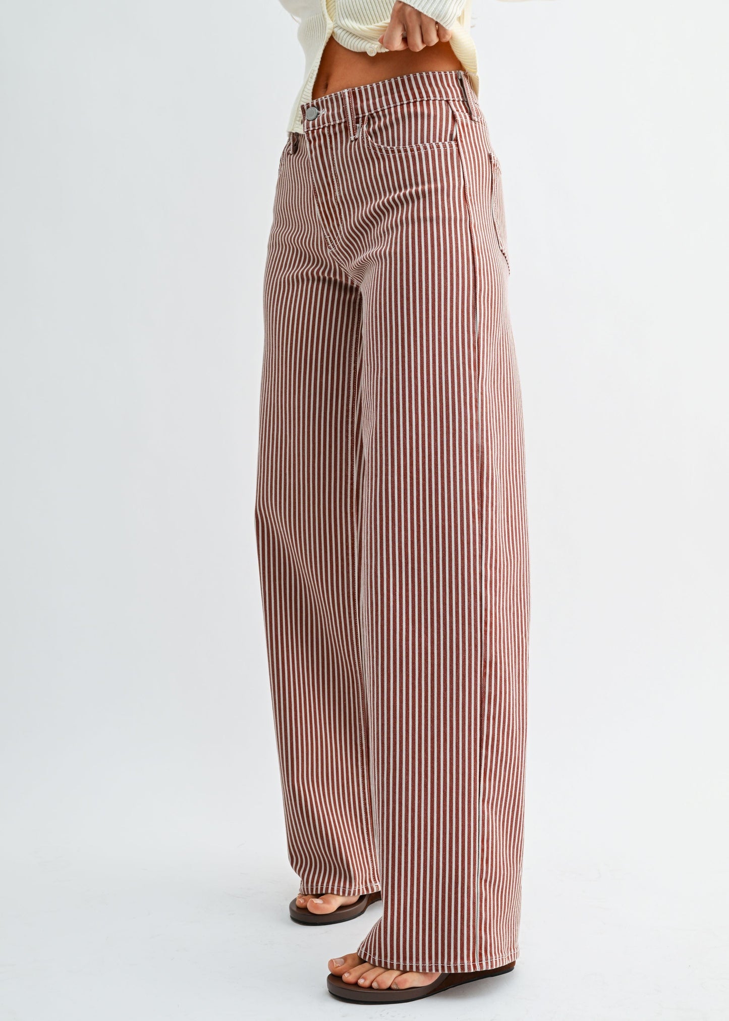 VERTICAL STRIPED WIDE-LEG JEANS