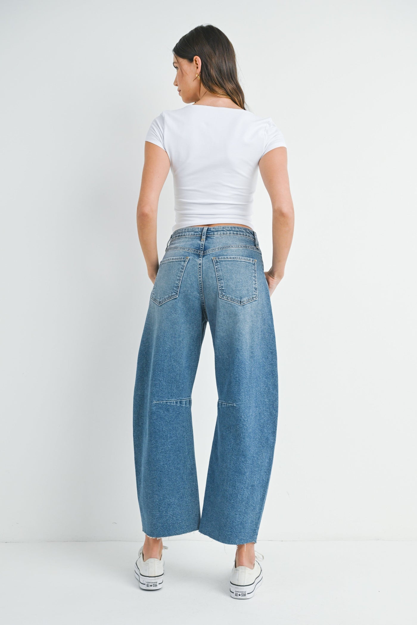 JUST BLACK DENIM BARREL JEAN WITH SEAMS – TIKTOK VIRAL STYLE