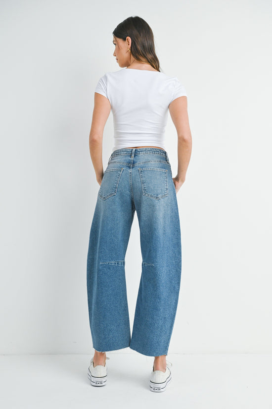 JUST BLACK DENIM BARREL JEAN WITH SEAMS – TIKTOK VIRAL STYLE