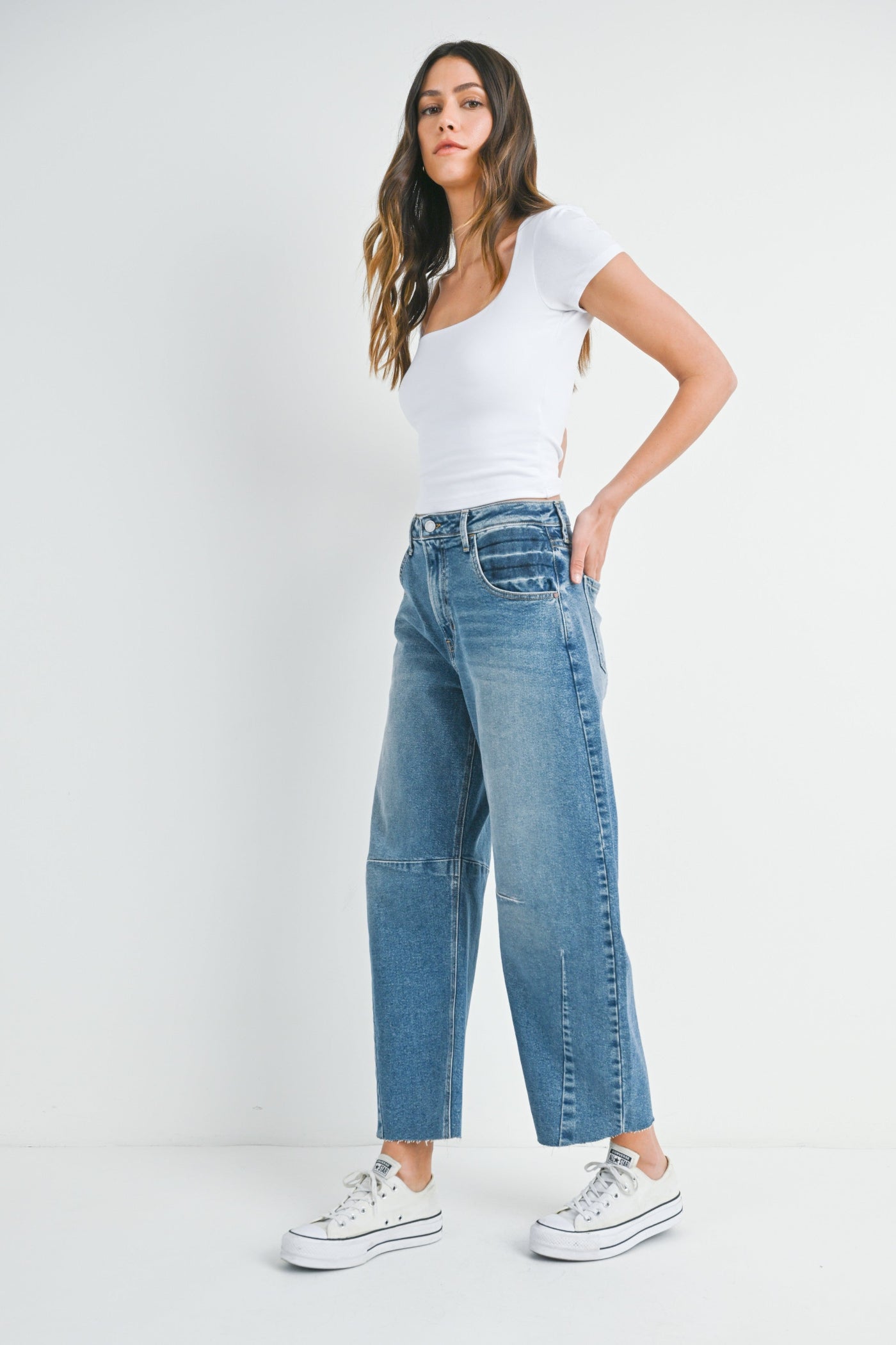 JUST BLACK DENIM BARREL JEAN WITH SEAMS – TIKTOK VIRAL STYLE