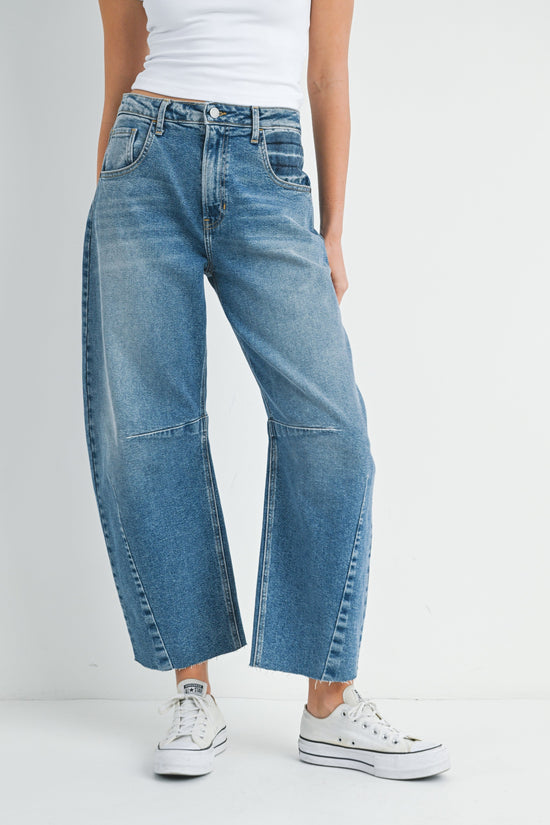 JUST BLACK DENIM BARREL JEAN WITH SEAMS – TIKTOK VIRAL STYLE