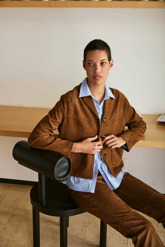 lucy paris BRENT SUEDE JACKET – TOFFEE