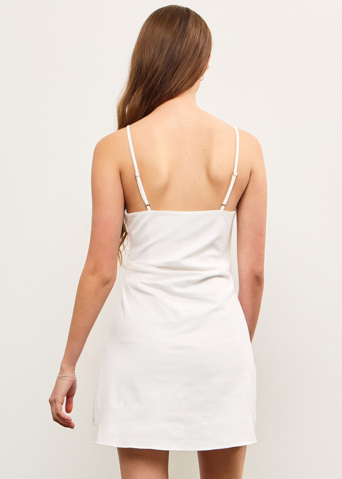 MUSTARD SEED GATHERED ASYMMETRIC CAMI MINI DRESS GRADUATION DRESS BRIDE DRESS 