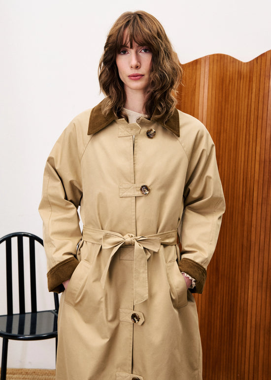 FRNCH TRENCH SAND BEIGE LONG COTTON COAT
