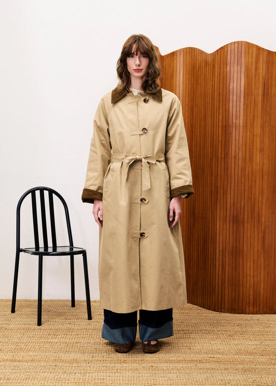 FRNCH TRENCH SAND BEIGE LONG COTTON COAT