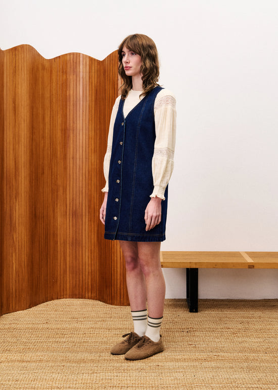 FRNCH NALA MIDNIGHT BLUE STRAIGHT DENIM DRESS