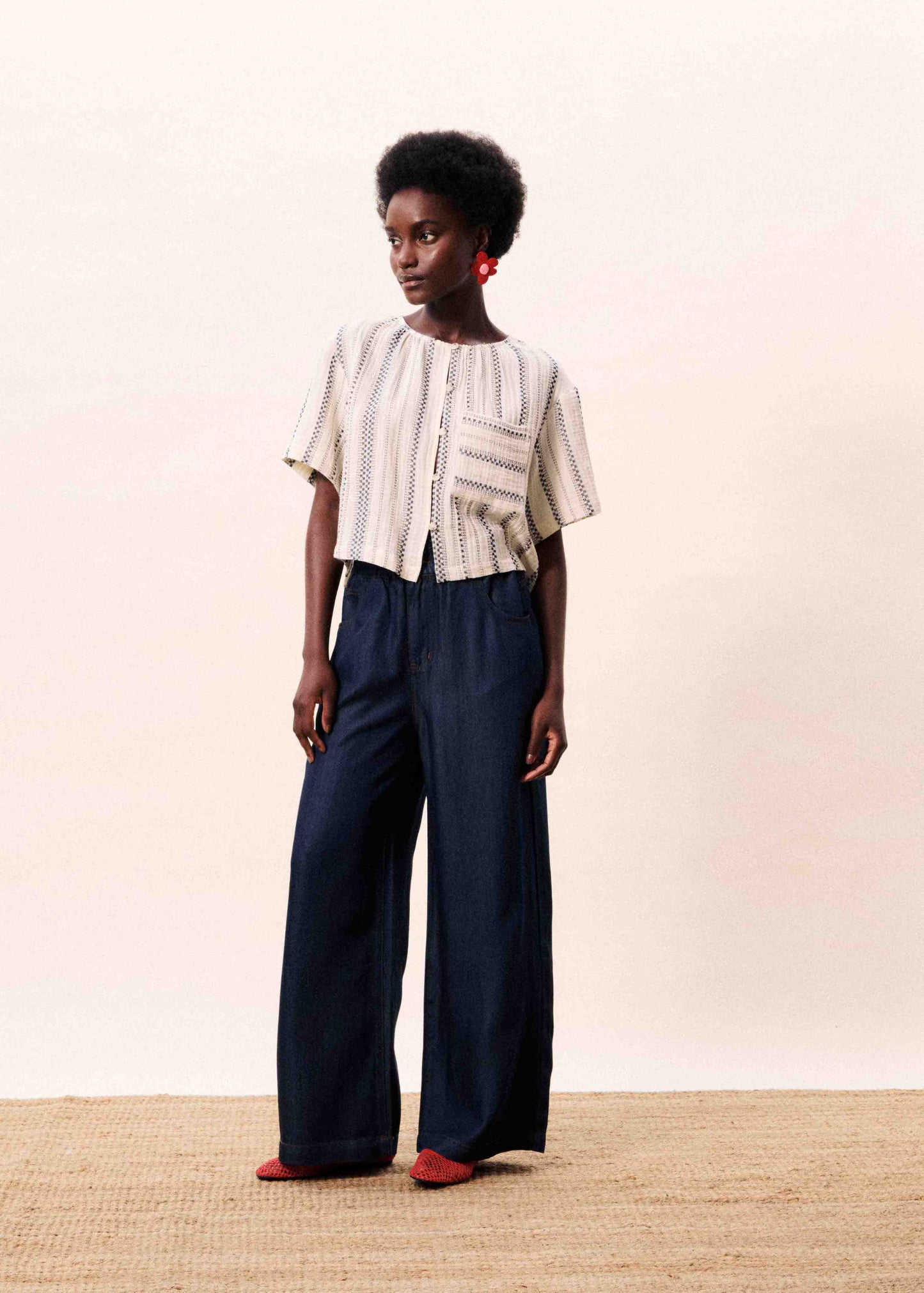 VALEA CREAM STRIPE SHIRT