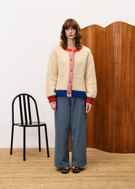 FRNCH CYCLAMEN CREAM KNIT CARDIGAN