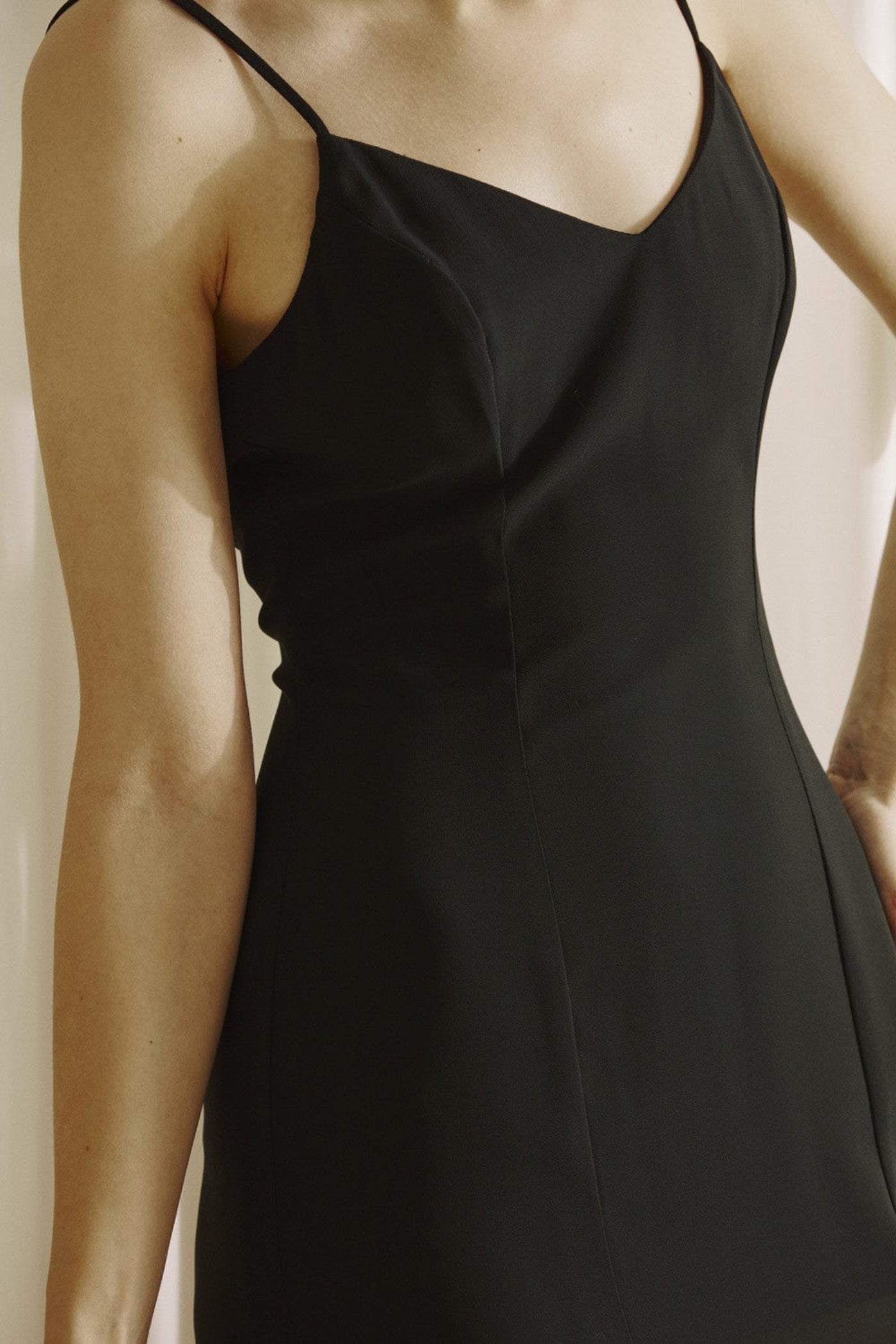 STORIA BLACK CHIFFON MIDI DRESS SWEETHEART NECKLINE