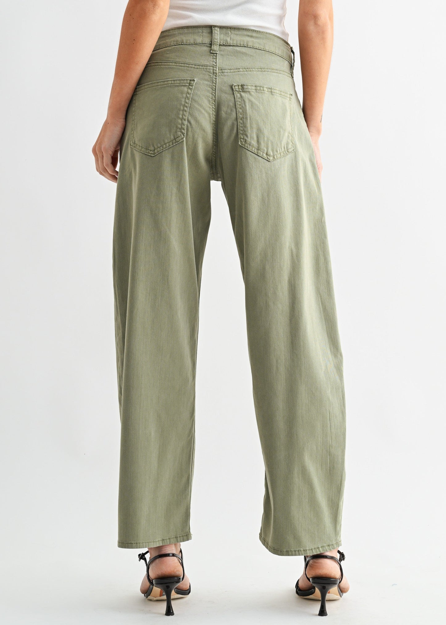 LEAH OLIVE BARREL JEANS